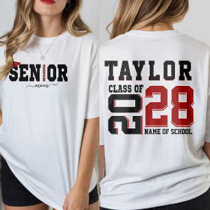 Senior Mom Class Of 2028 Personalized Name T-Shirt
