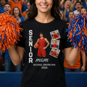 Senior Mom Custom Photo Collage Name Number Year T-Shirt