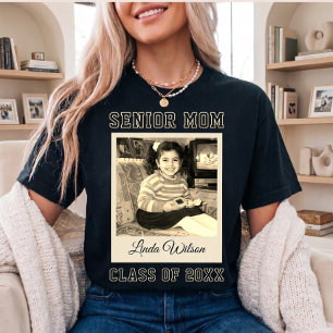 Senior Mom Custom Photo Script Name Graduation T-Shirt