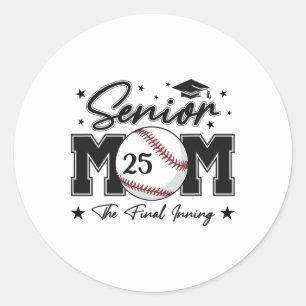 Senior Mom The Final Inning Bysebyll Cl Of 2025 Wo Classic Round Sticker