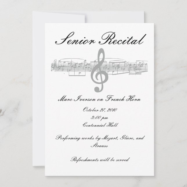 Senior Music Recital Invitation (Front)