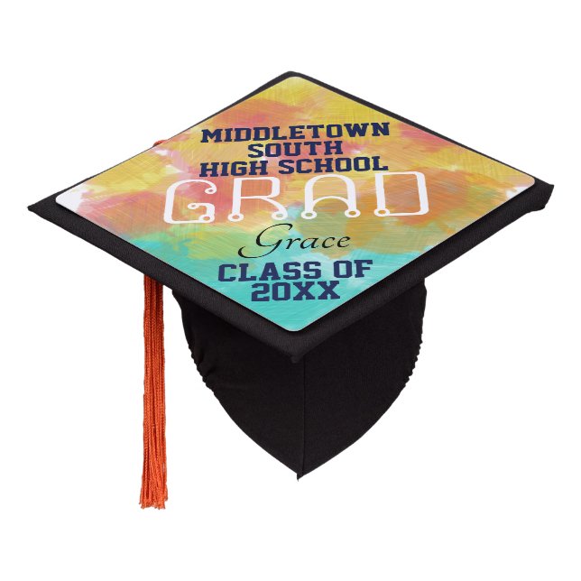 Senior Name Class of Watercolor   Graduation Cap Topper (Angled)