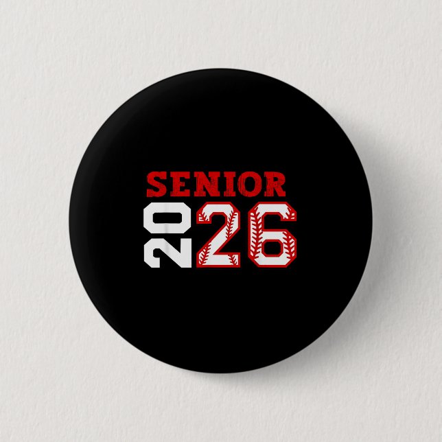 Senior night class of 2026 baseball seniors 2 inch round button (Front)