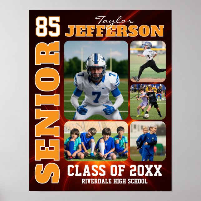 Senior Night Sports Team Custom Photo Collage Poster (Front)