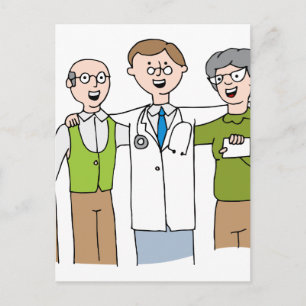 Senior Patient Doctor Relationship Cartoon Postcard