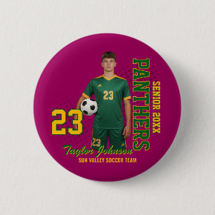 Senior Soccer Player Custom Photo Sports Team 2 Inch Round Button