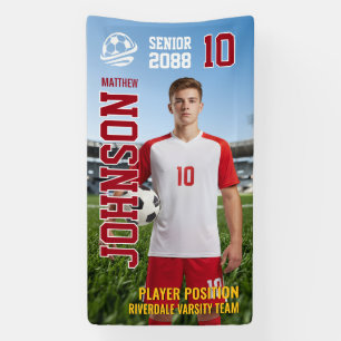 Senior Soccer Player Photo Football Field Banner