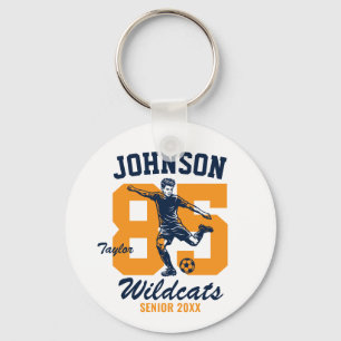 Senior Soccer Team School College Sports Player Keychain