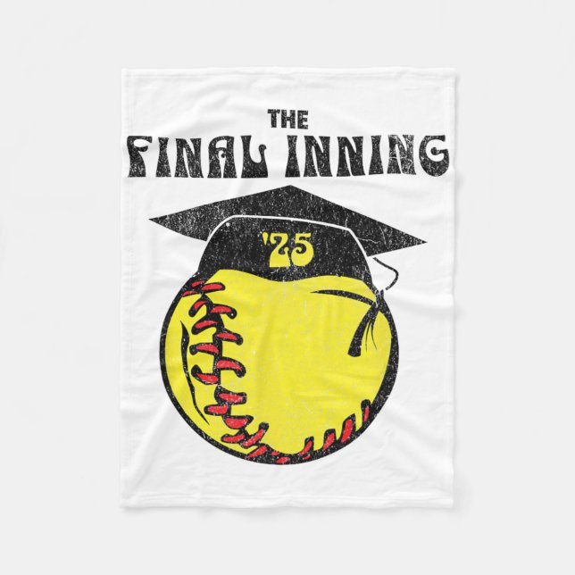 Senior Softll 2025 The Final Inning Distressed Gra Fleece Blanket (Front)