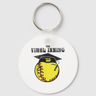 Senior Softll 2025 The Final Inning Distressed Gra Keychain