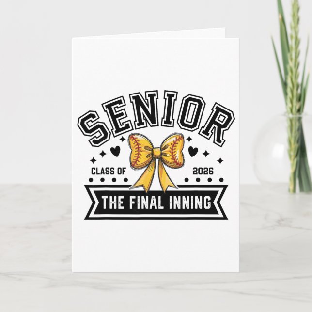 Senior Softll Cl Of 2026 Crew Softll Senior Night  Card (Front)