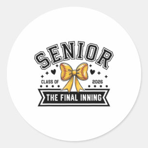 Senior Softll Cl Of 2026 Crew Softll Senior Night  Classic Round Sticker