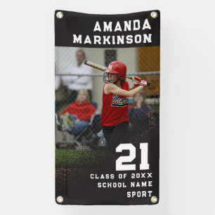 Senior Sport Black Grunge Outdoor Banner