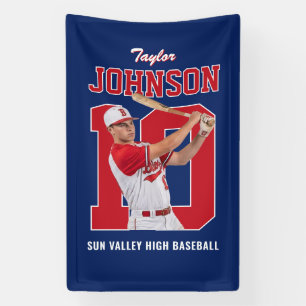 Senior Sports Baseball Player Number Custom Photo Banner