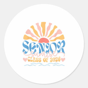 Senior Sunrise 2026 Boho Colourful High School Jen Classic Round Sticker