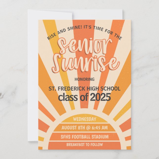 Senior Sunrise High School Senior Breakfast Invitation (Front)