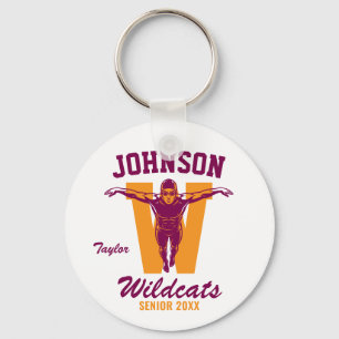 Senior Swim Team High School Sports Swimming Keychain