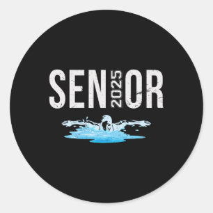 Senior Swim Team Member Cl Of 2025 Swimmer Vintage Classic Round Sticker