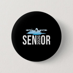 Senior Swim Team Member Cl Of 2026 Swimmer Vintage 2 Inch Round Button