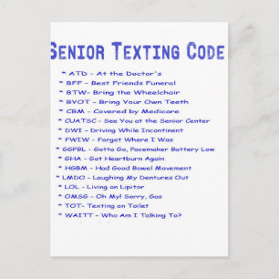 Senior Texting Code Postcard