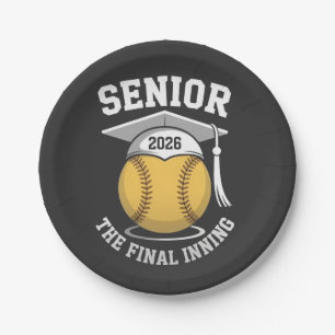 Senior The Final Inning 2026 Softball Graduation Paper Plate
