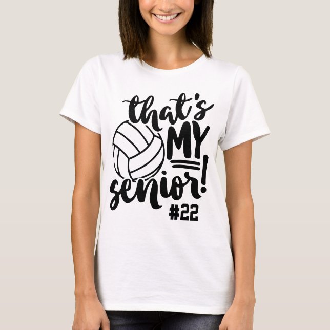 Senior Volleyball Mom Jersey Number & Player Name T-Shirt (Front)