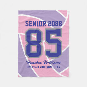 Senior Volleyball Team Custom Name Jersey Number Fleece Blanket