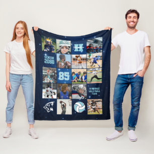 Senior Volleyball Team Custom Photo Galaxy Star Fleece Blanket