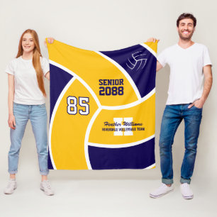 Senior Volleyball Team Custom Text and Color Fleece Blanket
