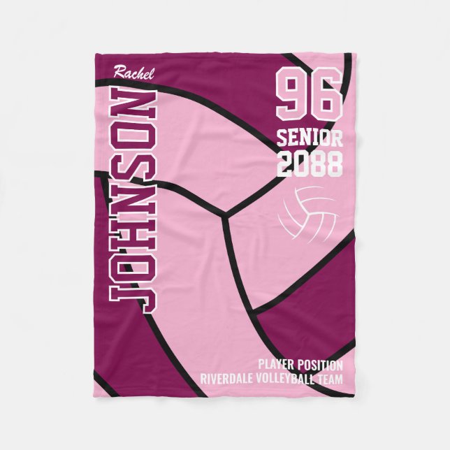Senior Volleyball Team Gift Custom Color  Fleece Blanket (Front)