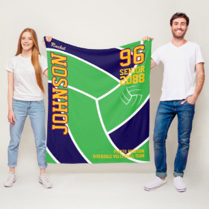 Senior Volleyball Team Keepsake Custom Color  Fleece Blanket