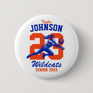 Senior Volleyball Team School Sports Girl Player 2 Inch Round Button