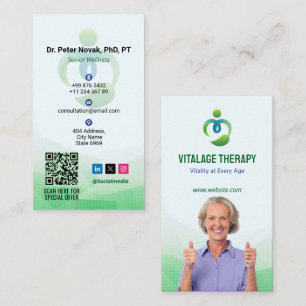Senior Wellness Therapy   Modern Green Potrait Business Card