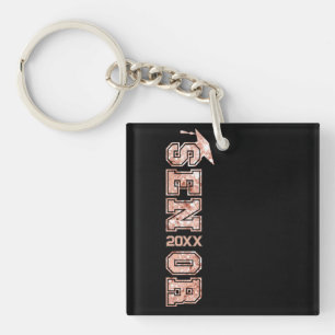 Senior Year Grad Graduate Glitter Sequins Year Keychain
