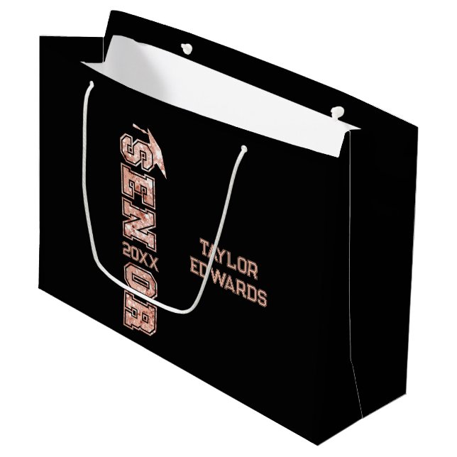 Senior Year Grad Photo Graduate Glitter Year Large Gift Bag (Front Angled)