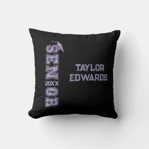 Senior Year Grad Photo Graduate Glitter Year Throw Pillow