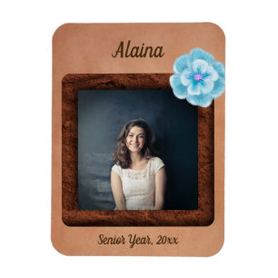 Senior Year with Photo and Name Warm Colour Magnet