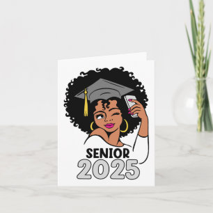 Seniors Cl Of 2025 Graduation 25 Afro Black Womens Card