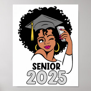 Seniors Cl Of 2025 Graduation 25 Afro Black Womens Poster