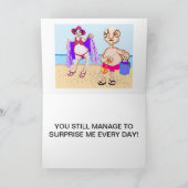 Seniors in love funny anniversary card (Inside)