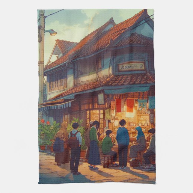 Senja di Warung Kopi  Kitchen Towel (Vertical)