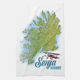 Senja Noway island map Kitchen Towel