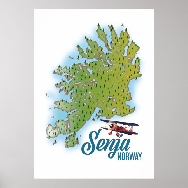 Senja Noway island map Poster (Front)