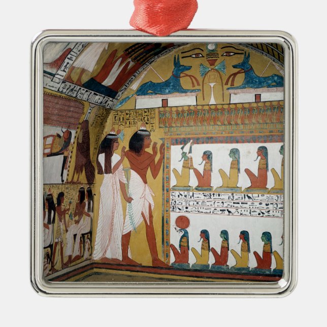 Sennedjem and his wife facing a naos metal ornament (Front)