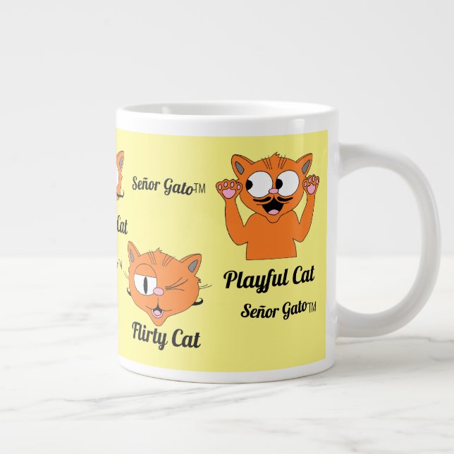Señor Gato Five Images Cute Moustache Cat Large Coffee Mug (Right)