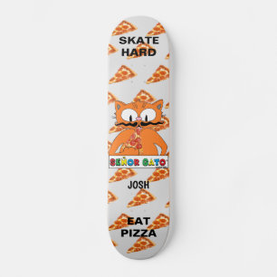 Senor Gato Skate Hard Eat Pizza Personalized Skateboard