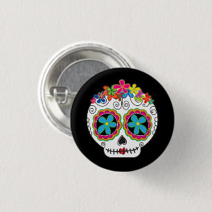 Señorita Calavera Day of the Dead Sugar Skull 1 Inch Round Button