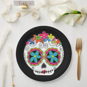 Señorita Calavera Day of the Dead Sugar Skull Paper Plate