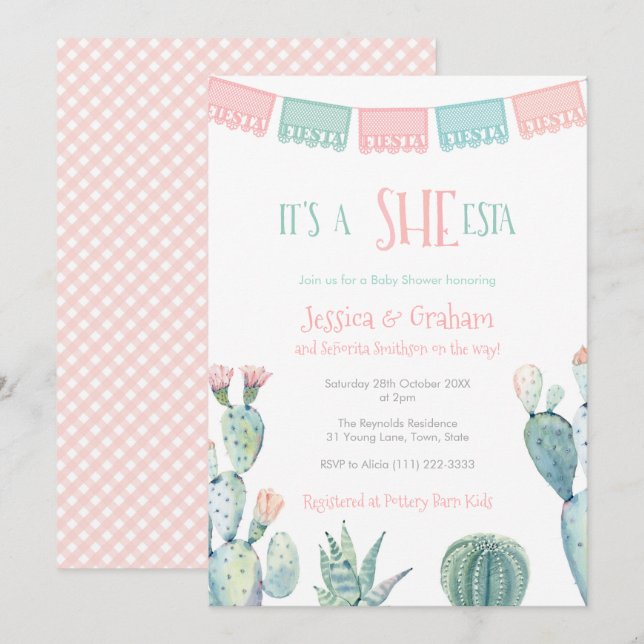 Señorita She-ESTA Little Girl Baby Shower Fiesta Invitation (Front/Back)
