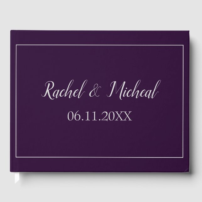 Sensational Purple and Silver Theme Wedding Guest Book (Front)